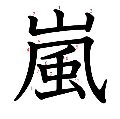 嵐字|漢字「嵐」の部首・画数・読み方・筆順・意味など